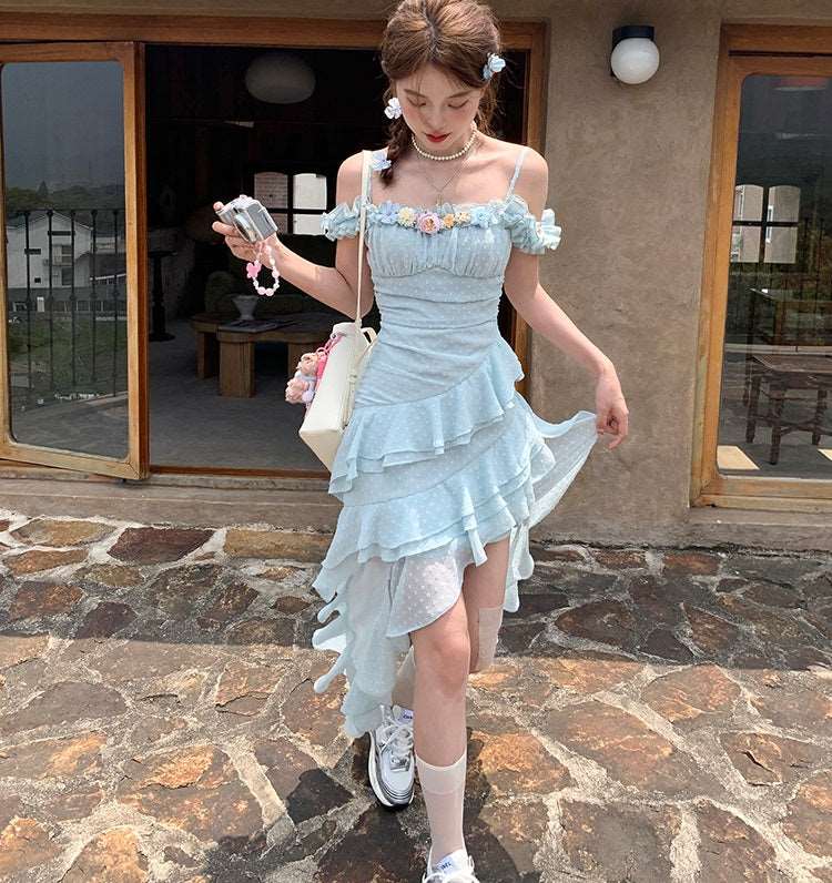 Acacia Blue Mist Polka Dot Long Dress - Image 2
