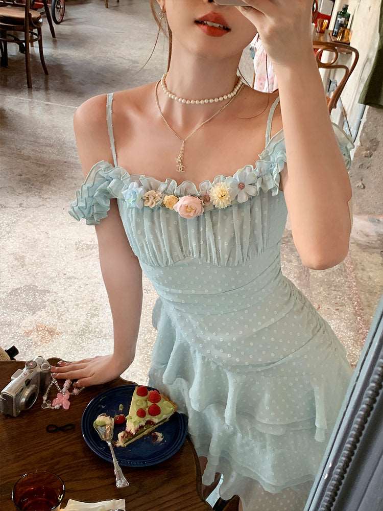 Acacia Blue Mist Polka Dot Long Dress - Image 3