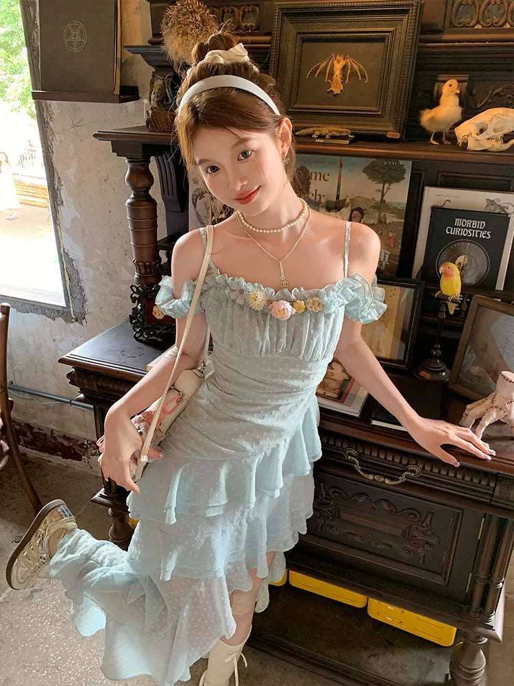 Acacia Blue Mist Polka Dot Long Dress - Image 4