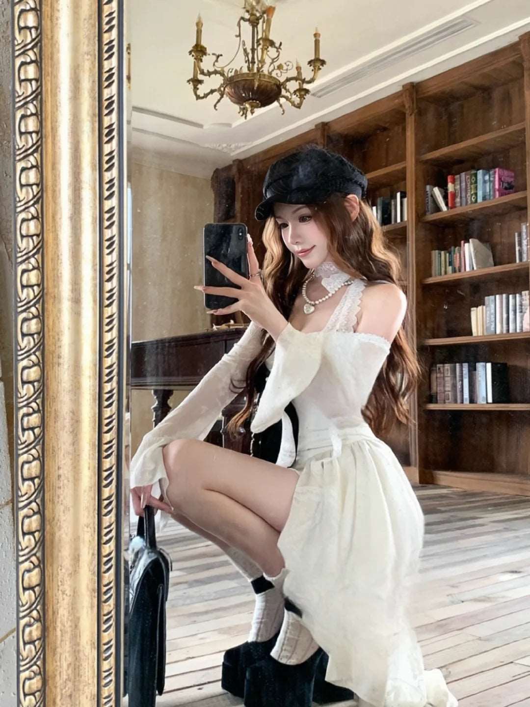 Acacia Heart Hunter Black Bow White Dress - Image 3