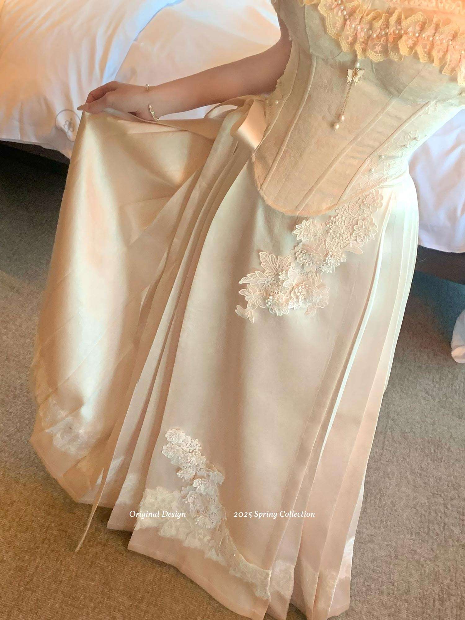 Acacia White Jade Pink Corset Long Skirt Two Piece Set - Image 6