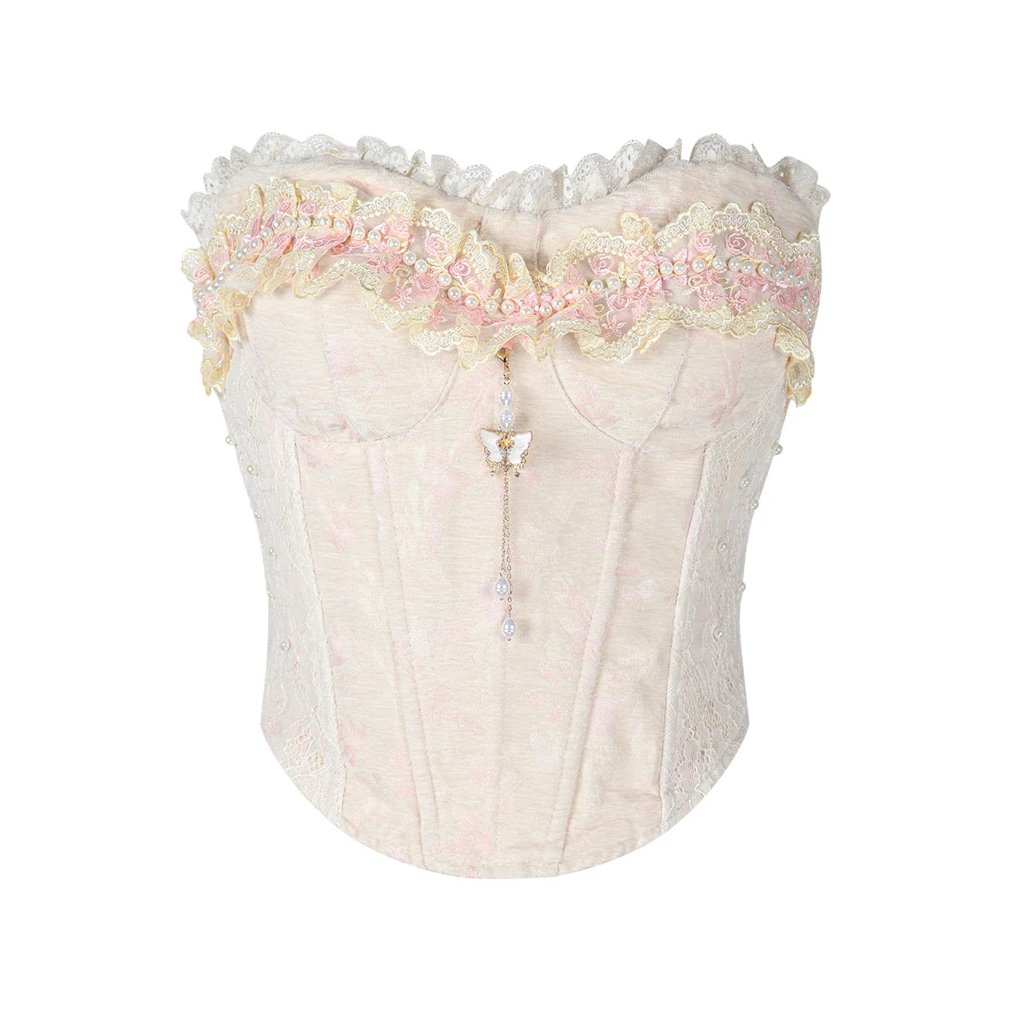 Acacia White Jade Pink Corset Long Skirt Two Piece Set - Image 8