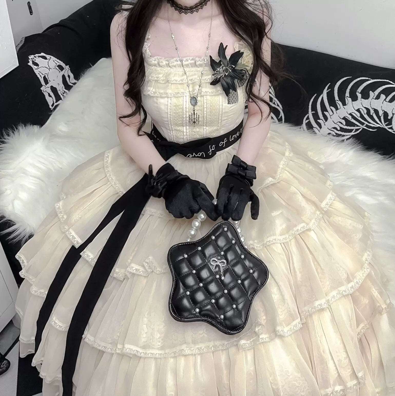 Baby Face Girl Pearl Star Shaped Lolita Crossbody Messenger Bag Handbag - Image 2