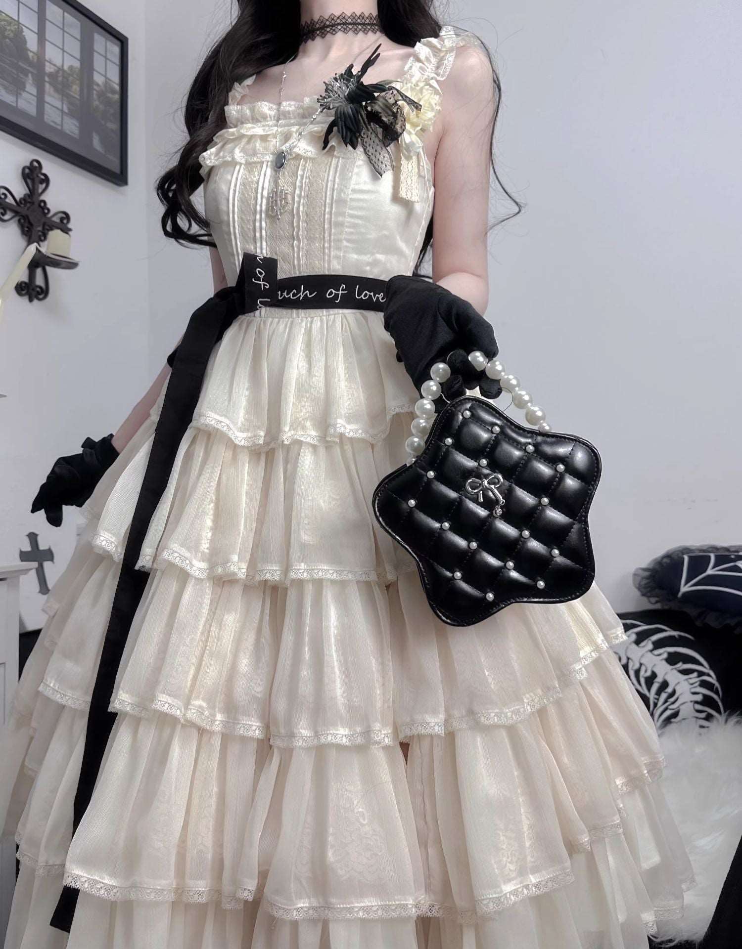Baby Face Girl Pearl Star Shaped Lolita Crossbody Messenger Bag Handbag - Image 3