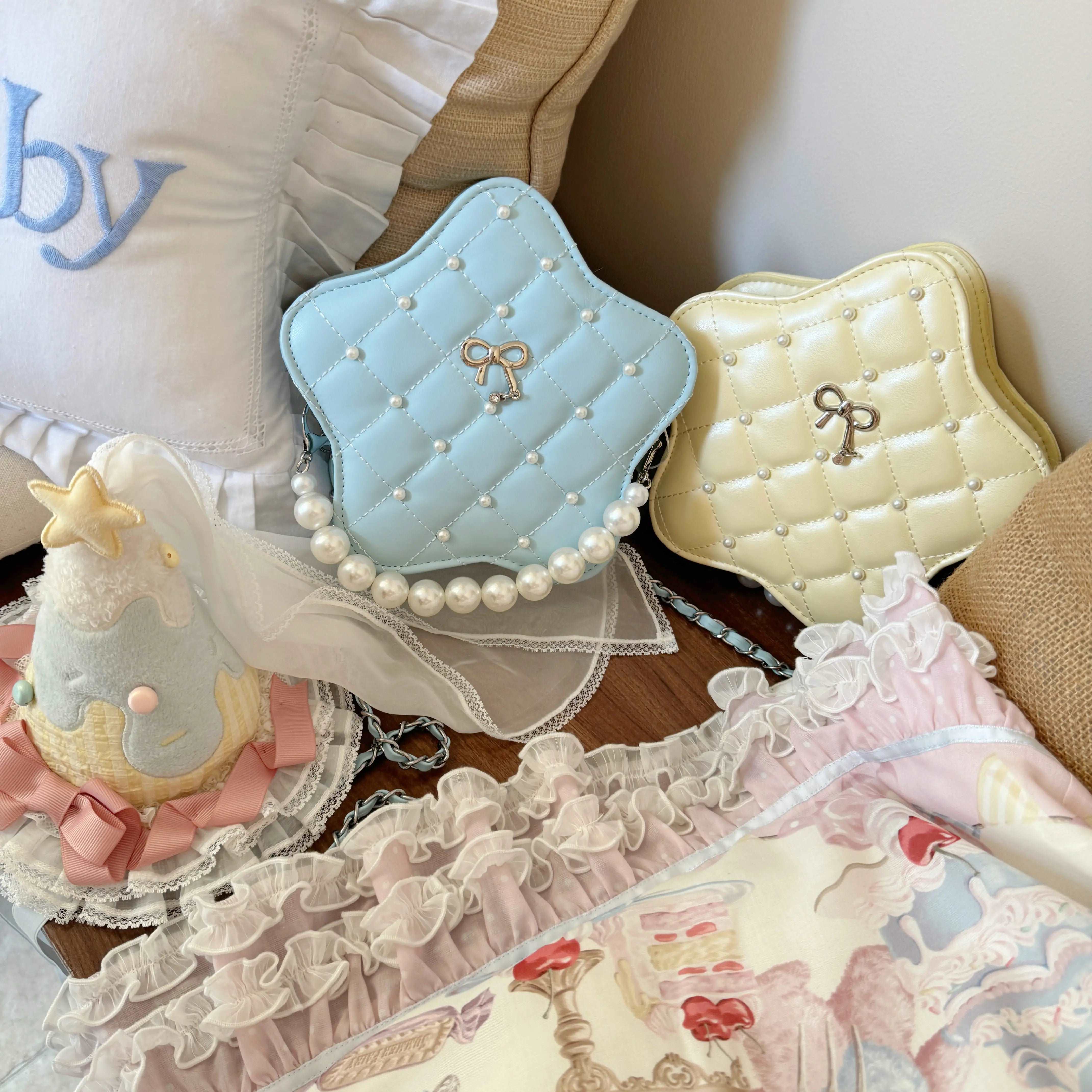 Baby Face Girl Pearl Star Shaped Lolita Crossbody Messenger Bag Handbag - Image 4