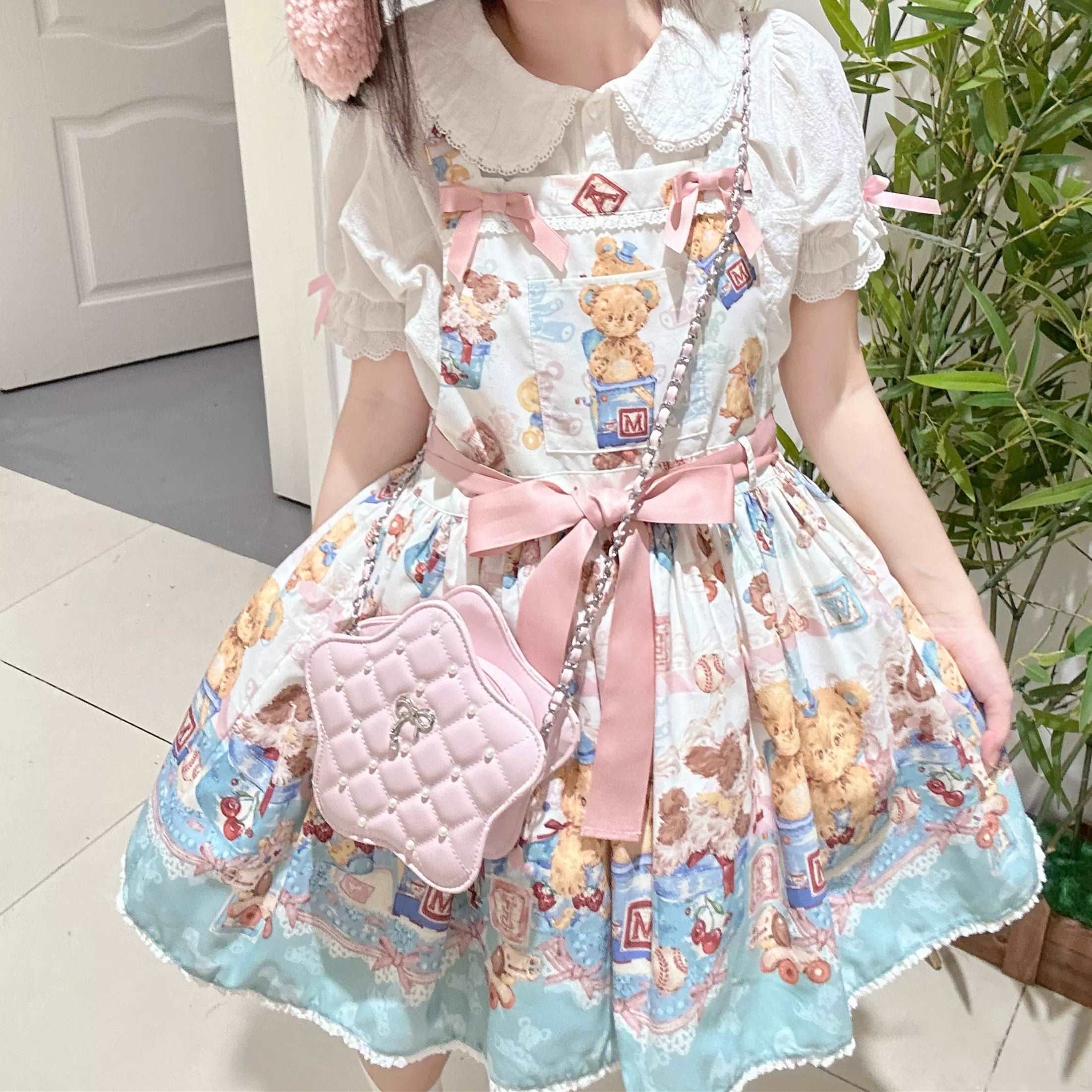 Baby Face Girl Pearl Star Shaped Lolita Crossbody Messenger Bag Handbag - Image 5