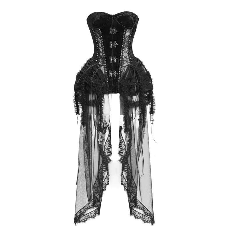 Blood Supply Hell Alice Halloween Black Red Corset Top & Shorts Four Piece Set - Image 13