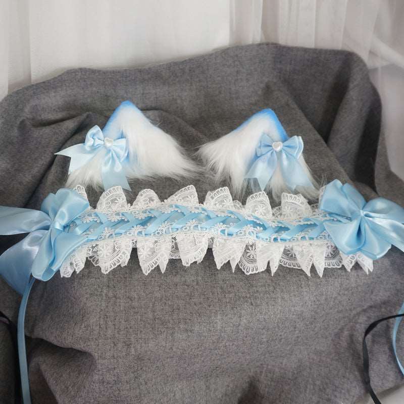 Candy Fairy Lolita Neko Cat Ears Black Pink Blue Handmade Hairband Hairpin Accessories - Image 6