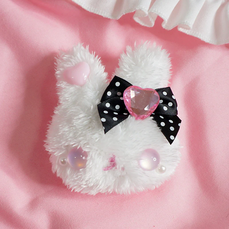 Candy Fairy Pink & Black Bow Cute Rabbit Bunny Handmade Brooch Hairpin Hair Clip Hair Accessories Pins - Image 5