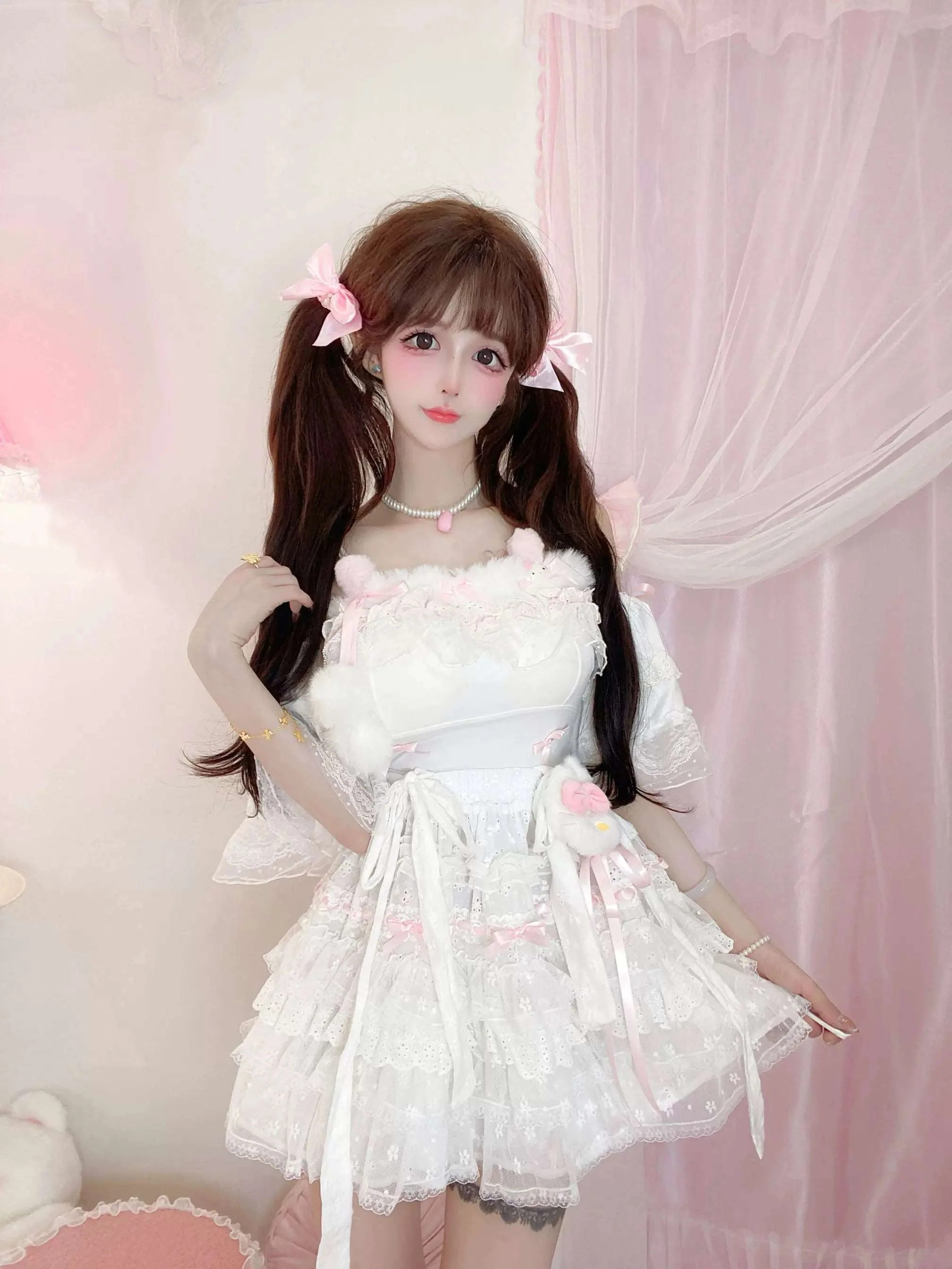 Candy Fairy Soft Angel Camisole Top White Suspender Skirt Two Piece Set - Image 3