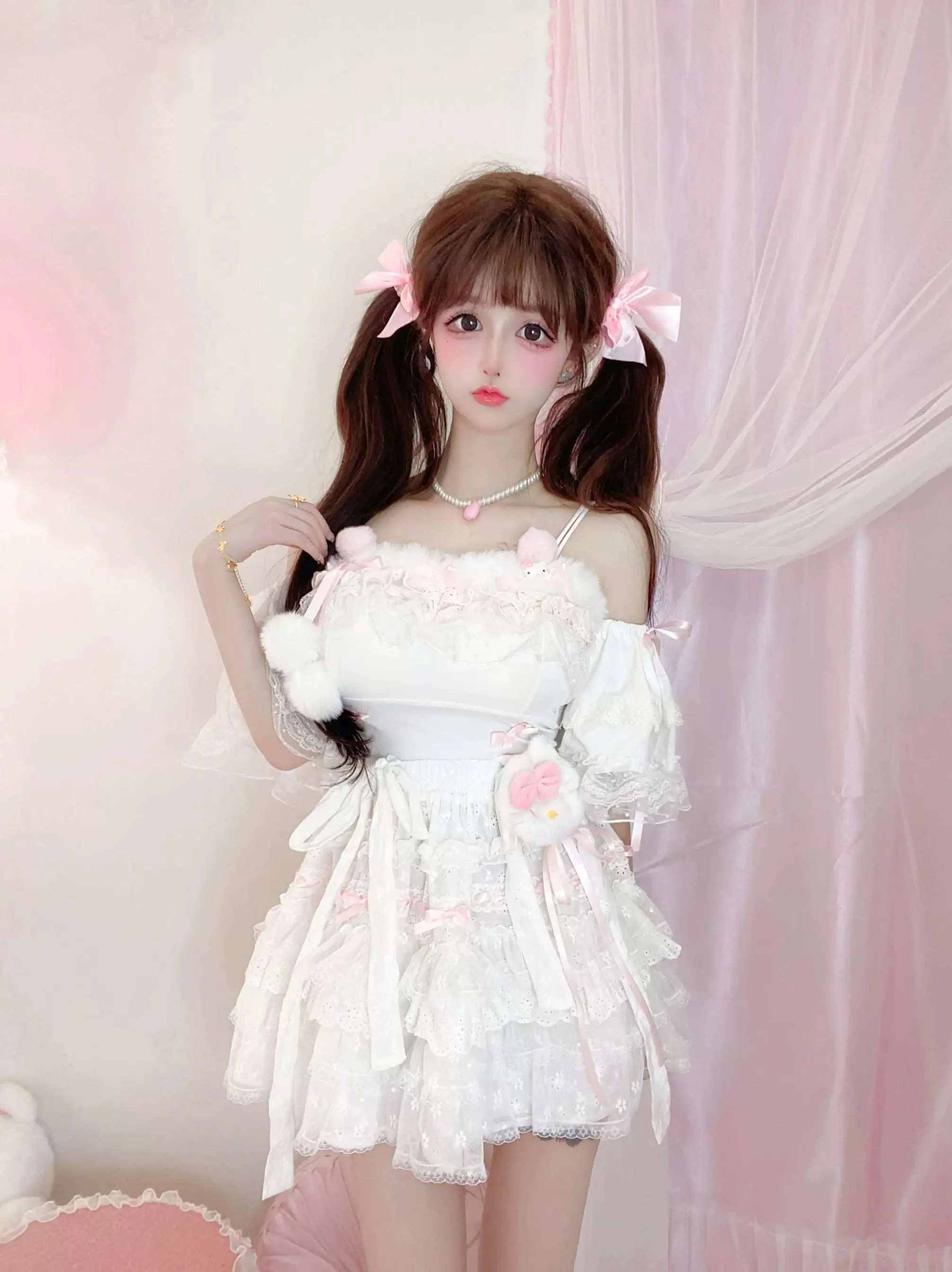Candy Fairy Soft Angel Camisole Top White Suspender Skirt Two Piece Set - Image 5