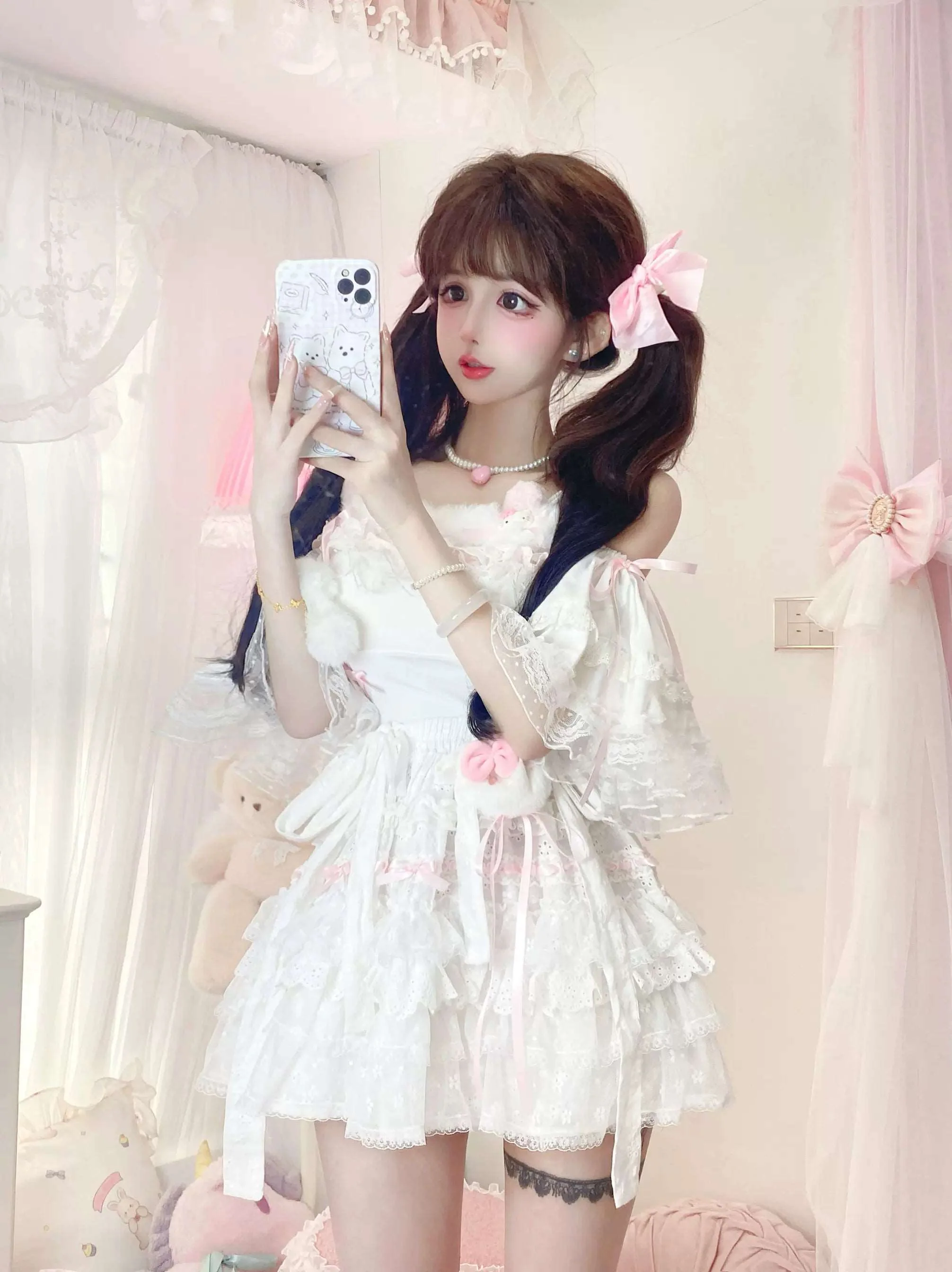 Candy Fairy Soft Angel Camisole Top White Suspender Skirt Two Piece Set - Image 7