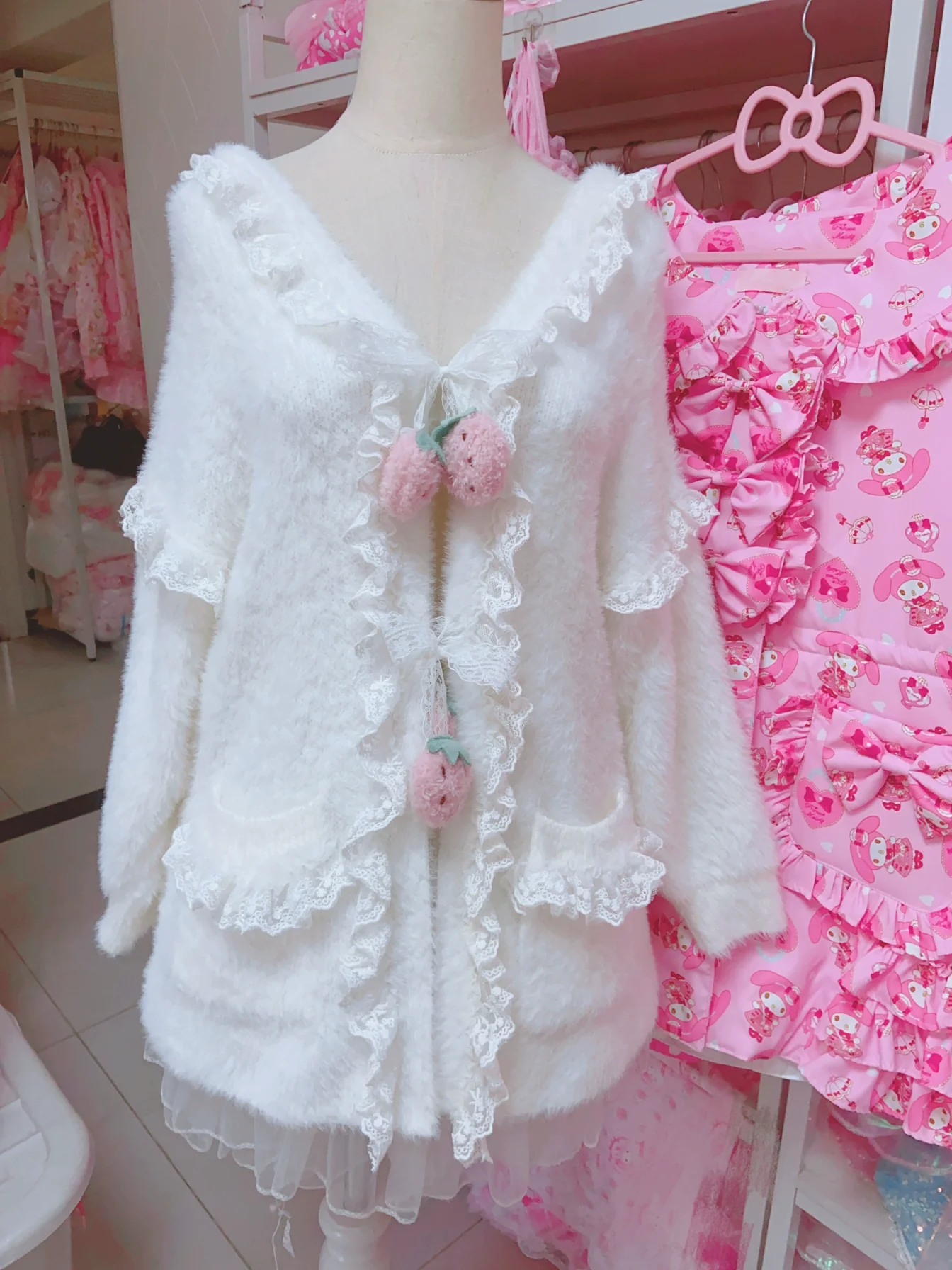 Candy Fairy Strawberry Rabbit Ears White Jacket - Image 3