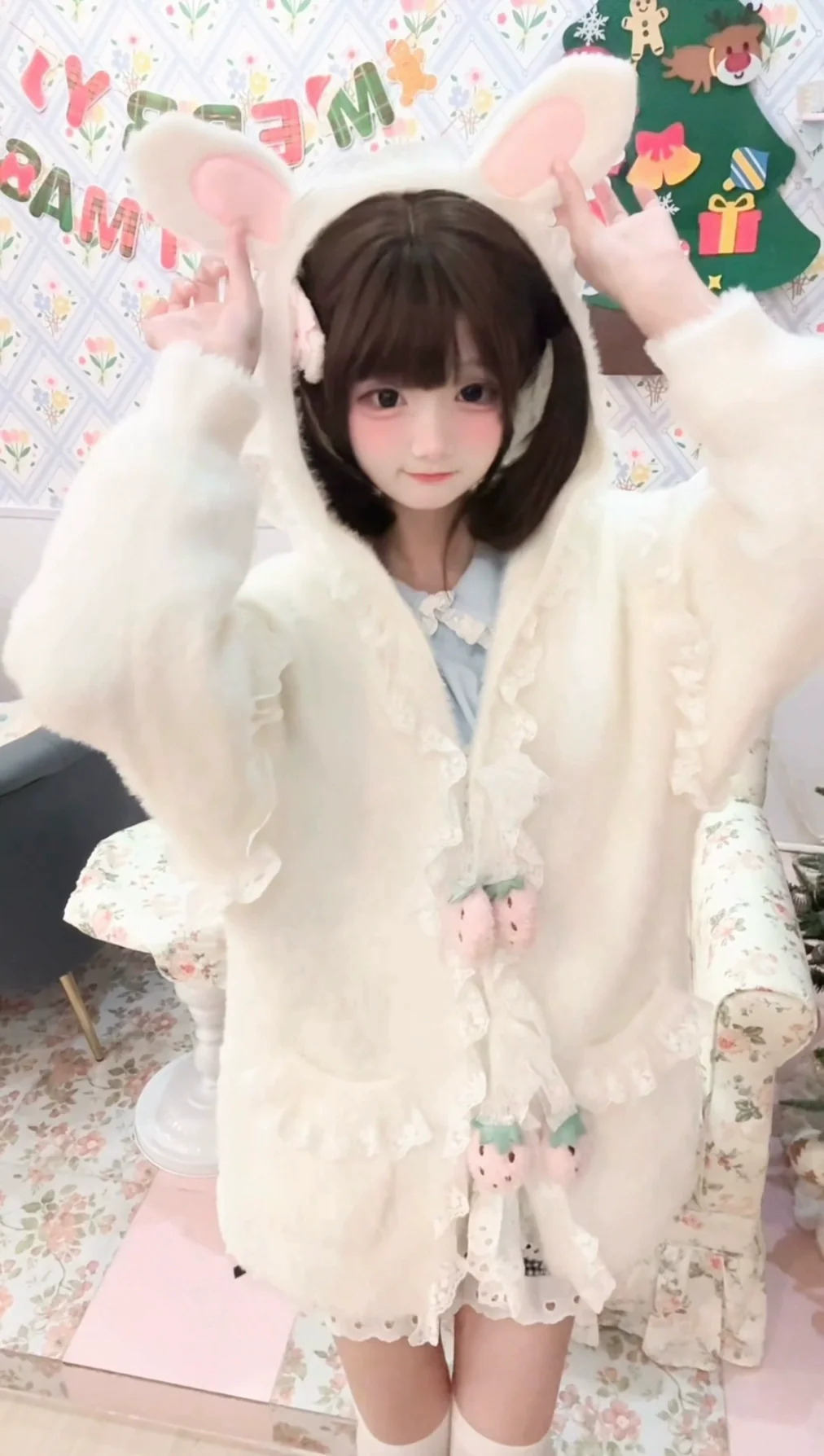 Candy Fairy Strawberry Rabbit Ears White Jacket - Image 5