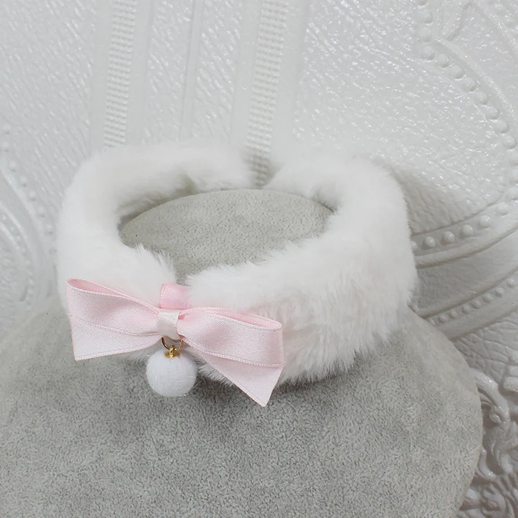 Candy Fairy White Plush Puppy Collar Choker - Image 10