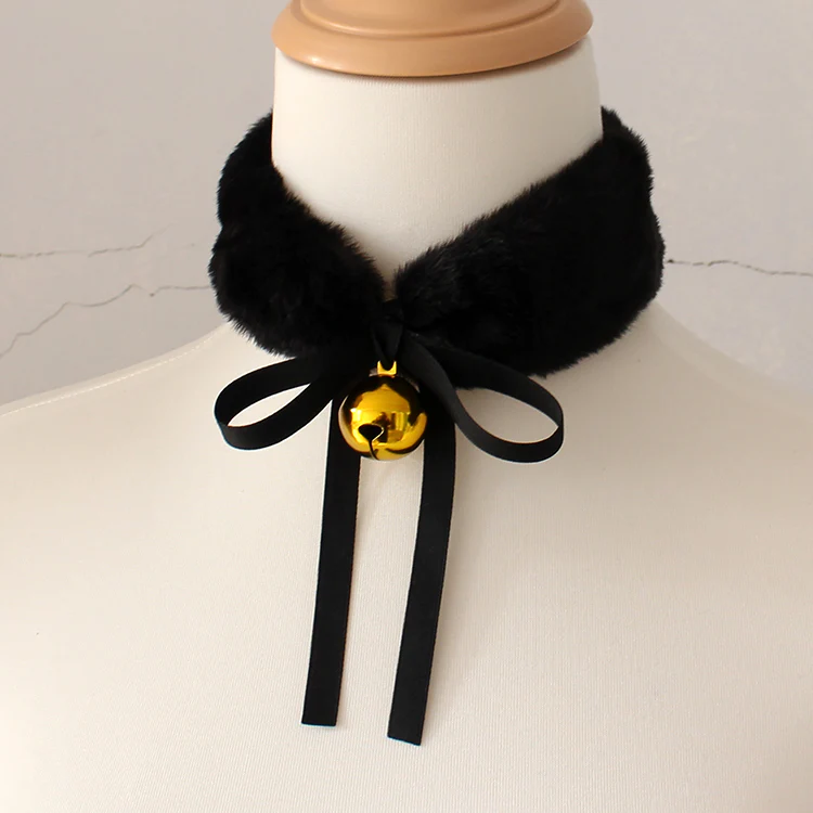 Candy Fairy White Plush Puppy Collar Choker - Image 3