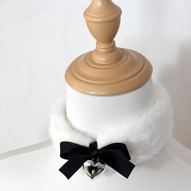 Candy Fairy White Plush Puppy Collar Choker - Image 6