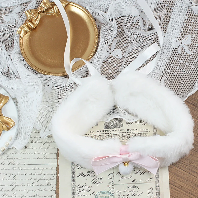 Candy Fairy White Plush Puppy Collar Choker - Image 8
