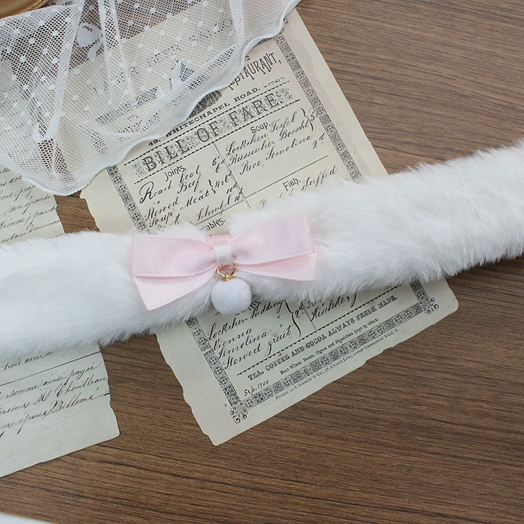 Candy Fairy White Plush Puppy Collar Choker - Image 9