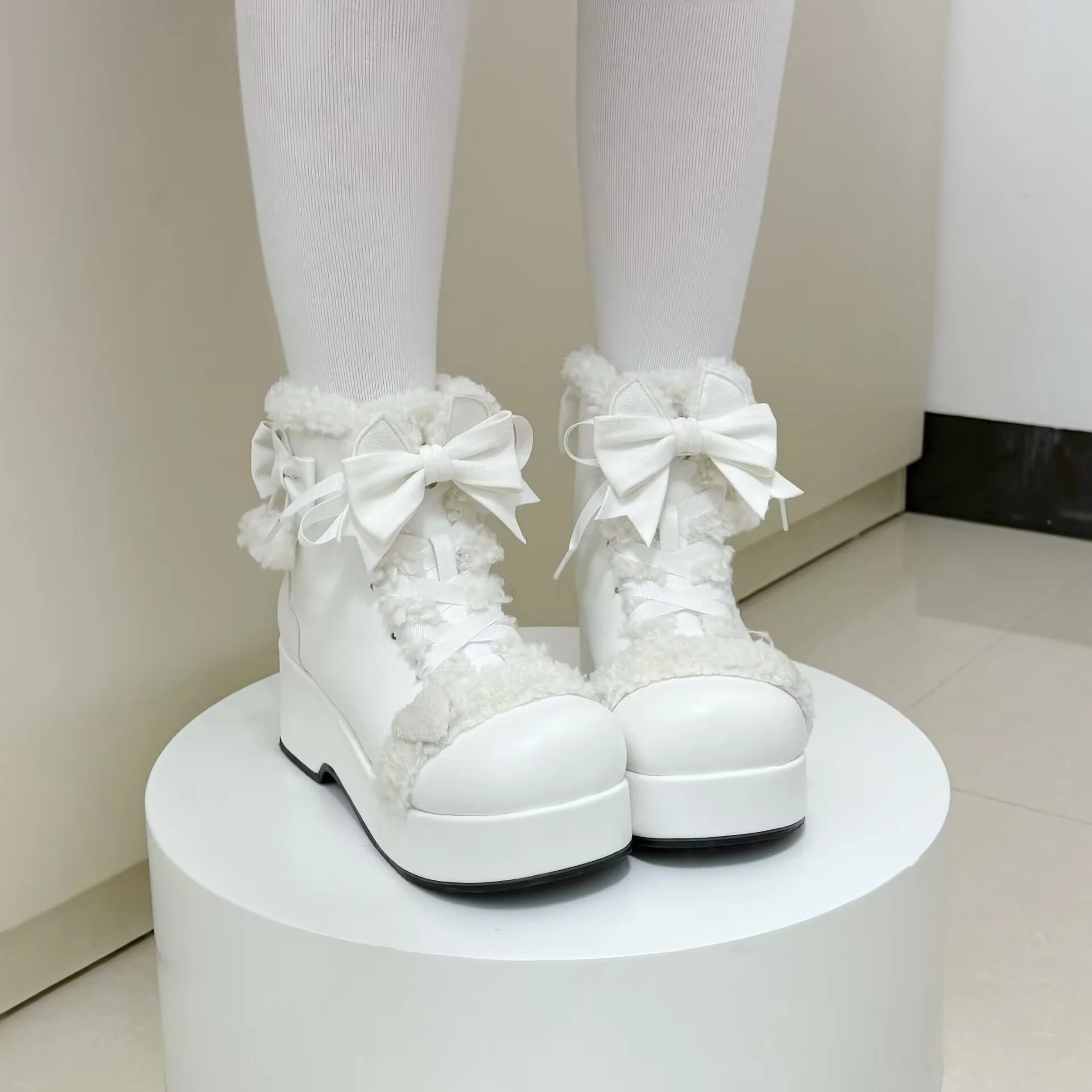Capybara Lolita Meow Meow Pink White Black Brown Snow Boots - Image 3