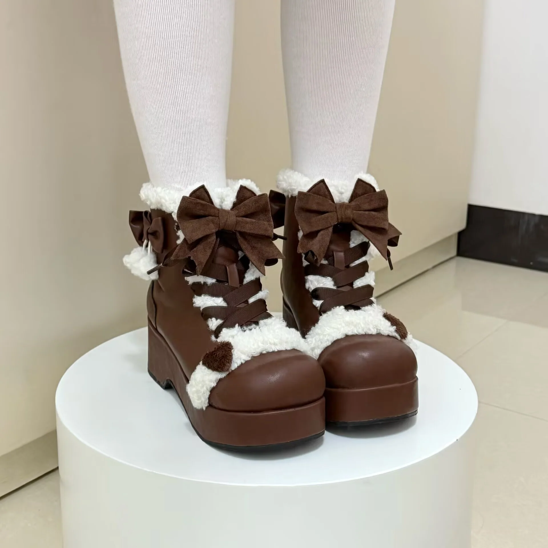 Capybara Lolita Meow Meow Pink White Black Brown Snow Boots - Image 5