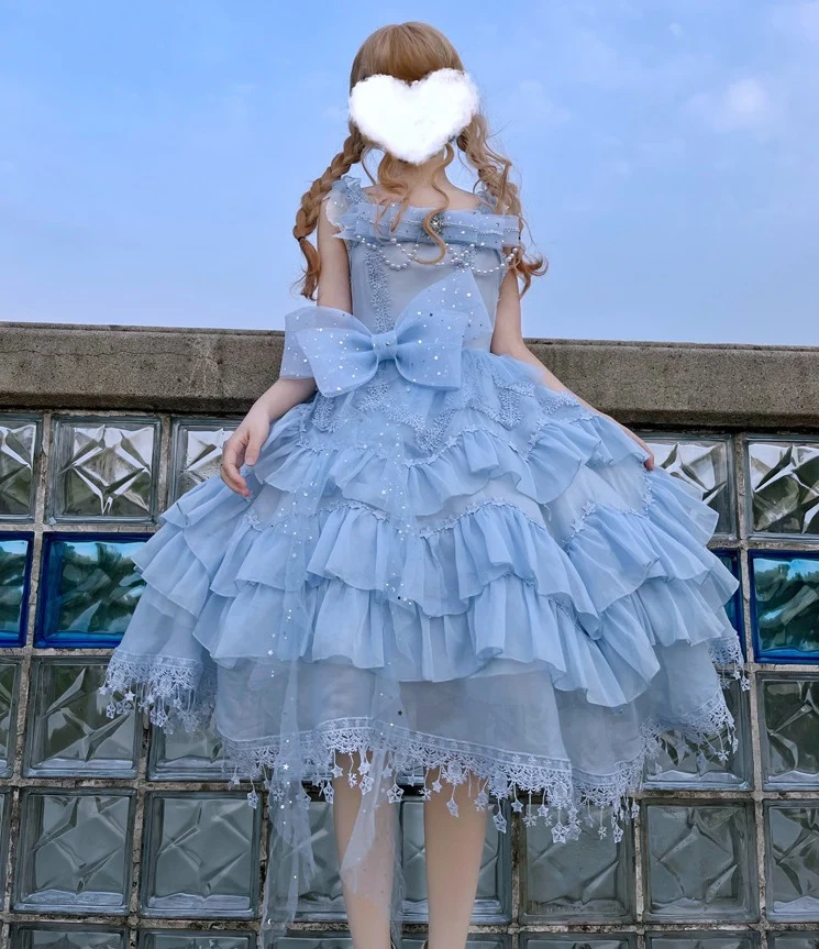 Cinderella Ruffled Princess Snowflake White Blue Dress - Image 7