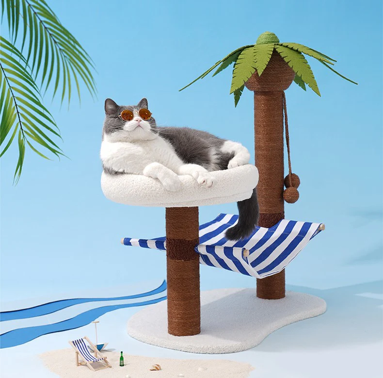 Coconut Tree Relax Beach Chair Cats Dogs Pets Beds Scratching Post Decor