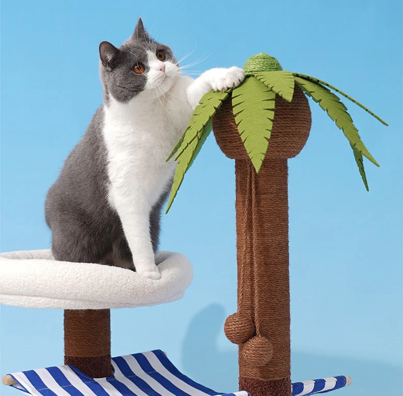 Coconut Tree Relax Beach Chair Cats Dogs Pets Beds Scratching Post Decor - Image 2