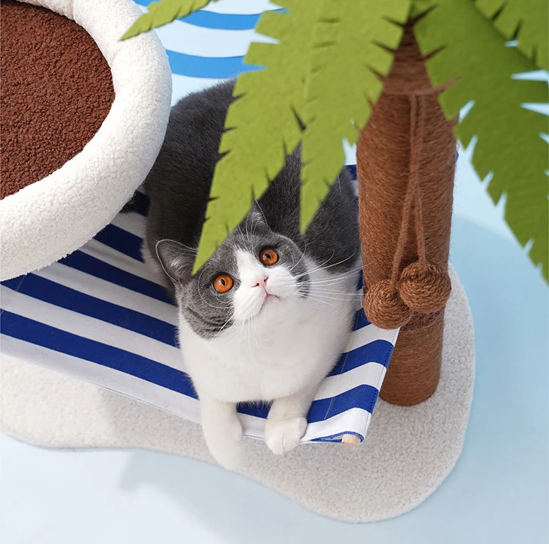 Coconut Tree Relax Beach Chair Cats Dogs Pets Beds Scratching Post Decor - Image 3
