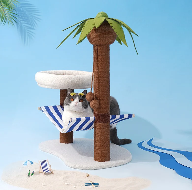 Coconut Tree Relax Beach Chair Cats Dogs Pets Beds Scratching Post Decor - Image 6
