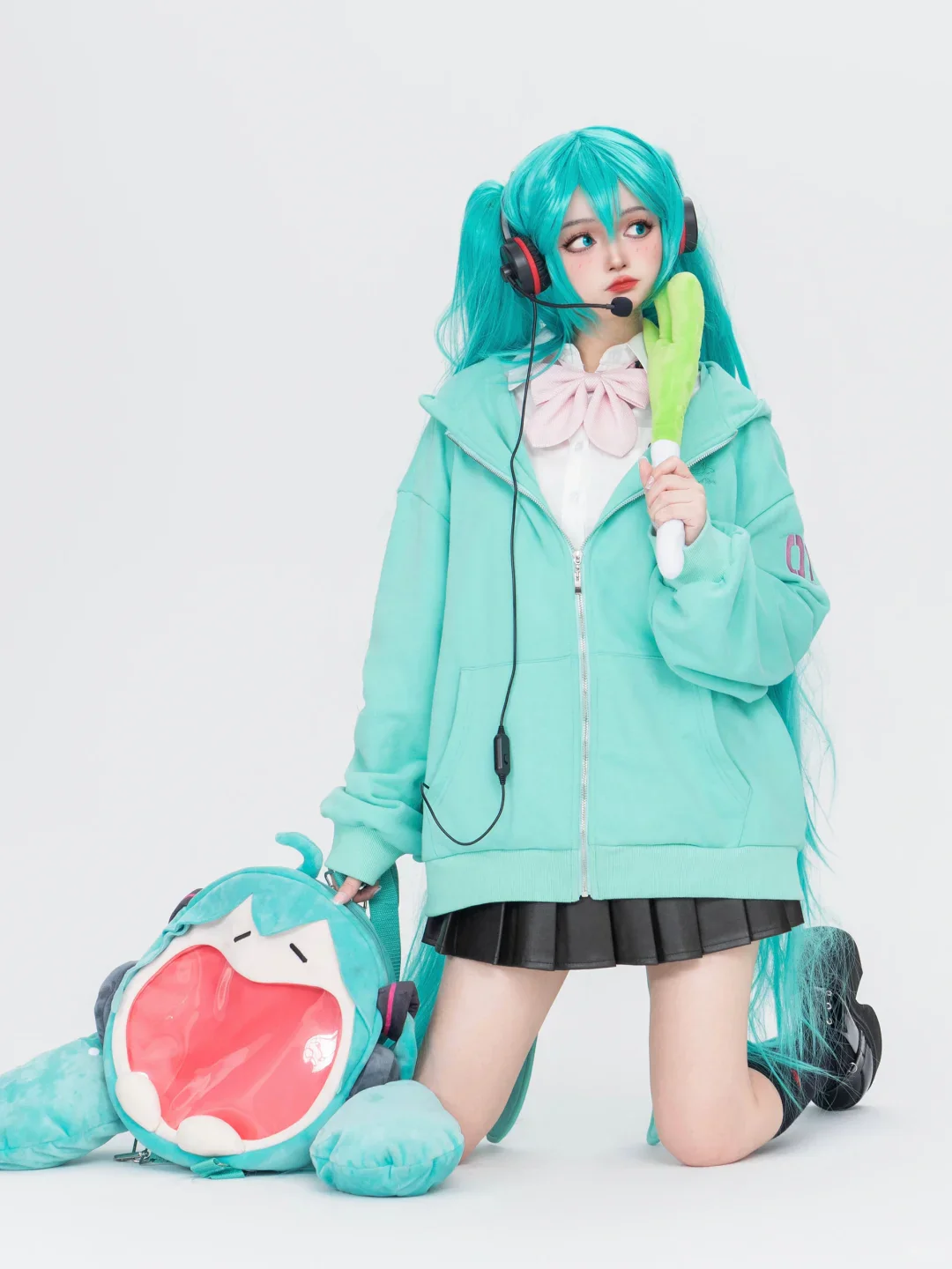 Confession Balloon Miku Twintails Green Hoodie - Image 4