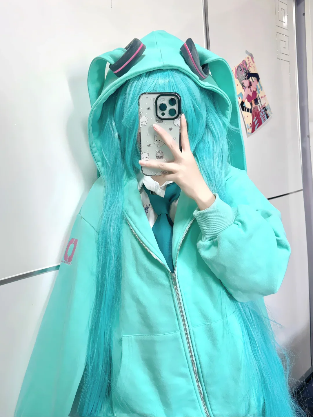 Confession Balloon Miku Twintails Green Hoodie - Image 6