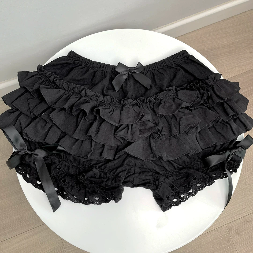 Lolita Lace Ruffled Black White Bloomers Shorts - Image 5