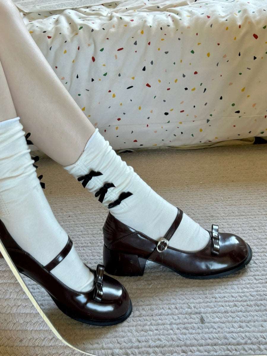 Coquette Girl Classic Black & White Bow Socks - Image 6