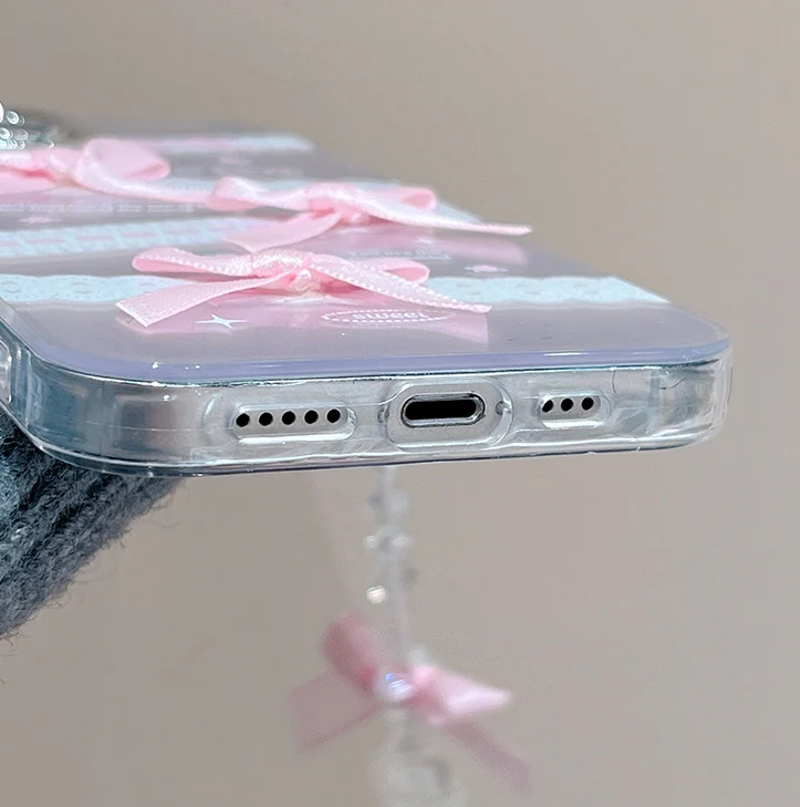 Coquette Lace Bow TPU Transparent iPhone Phone Case Airpods Case - Image 5