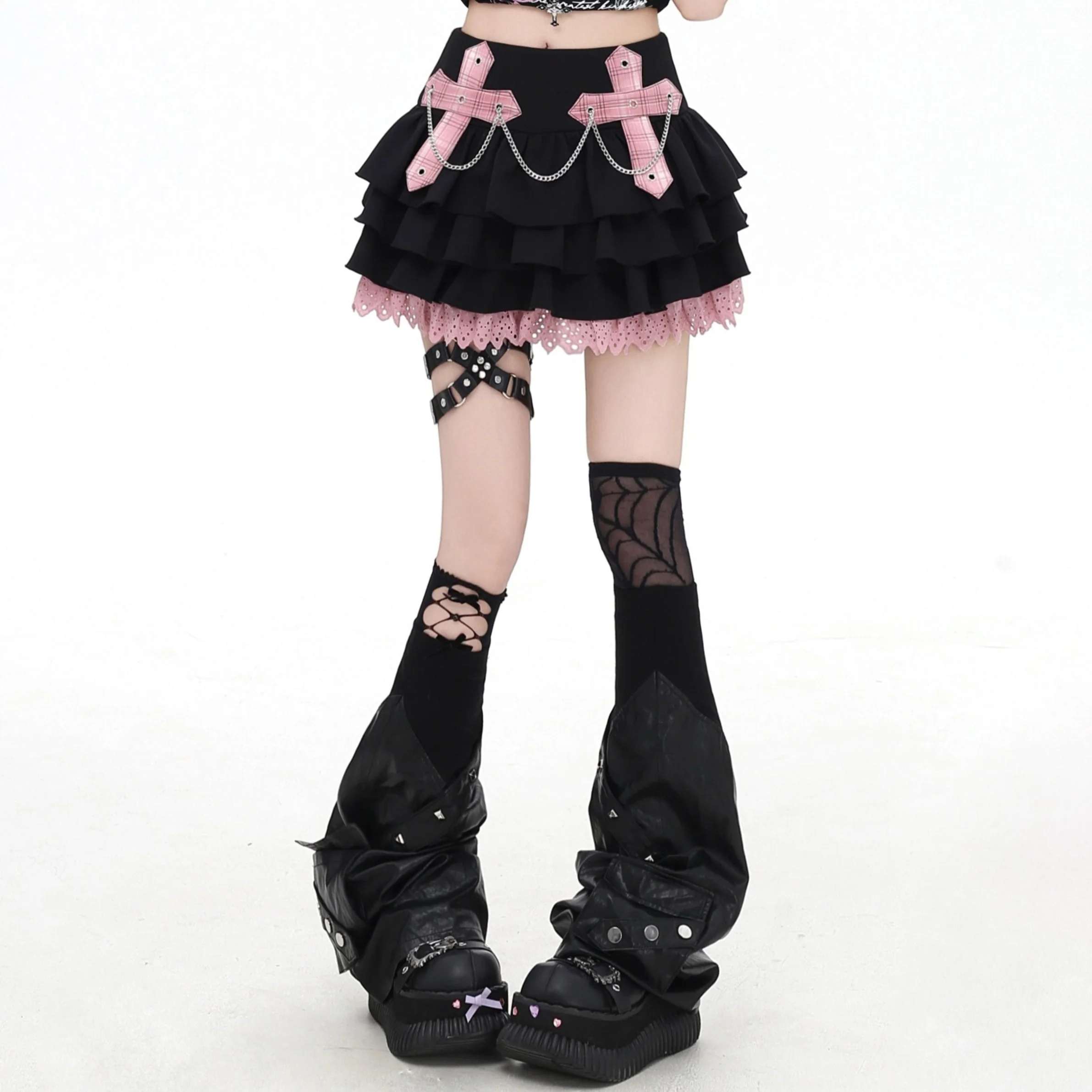 Crazy Girl Finale Cross Black Pink Red Tutu Skirt