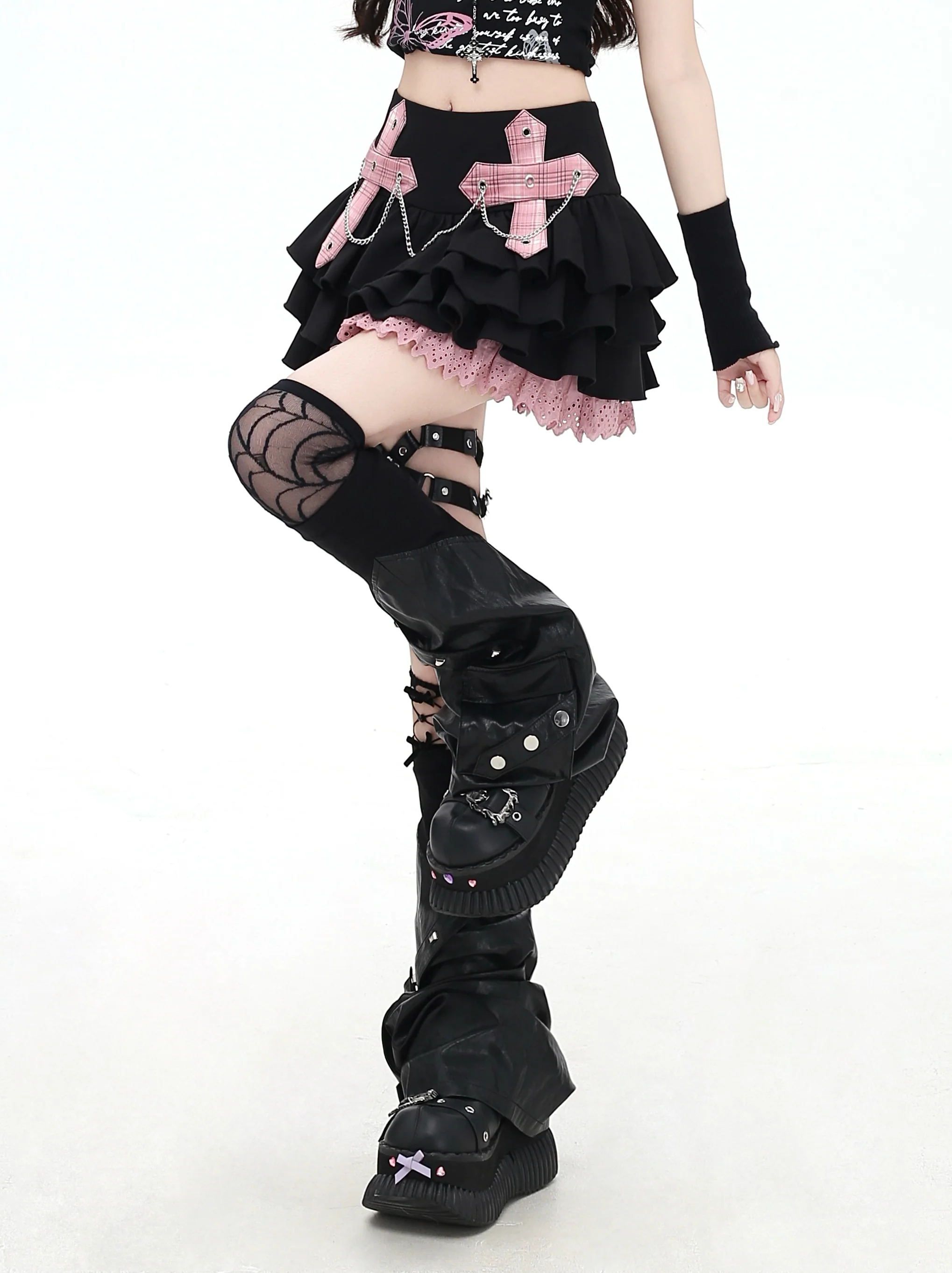 Crazy Girl Finale Cross Black Pink Red Tutu Skirt - Image 3