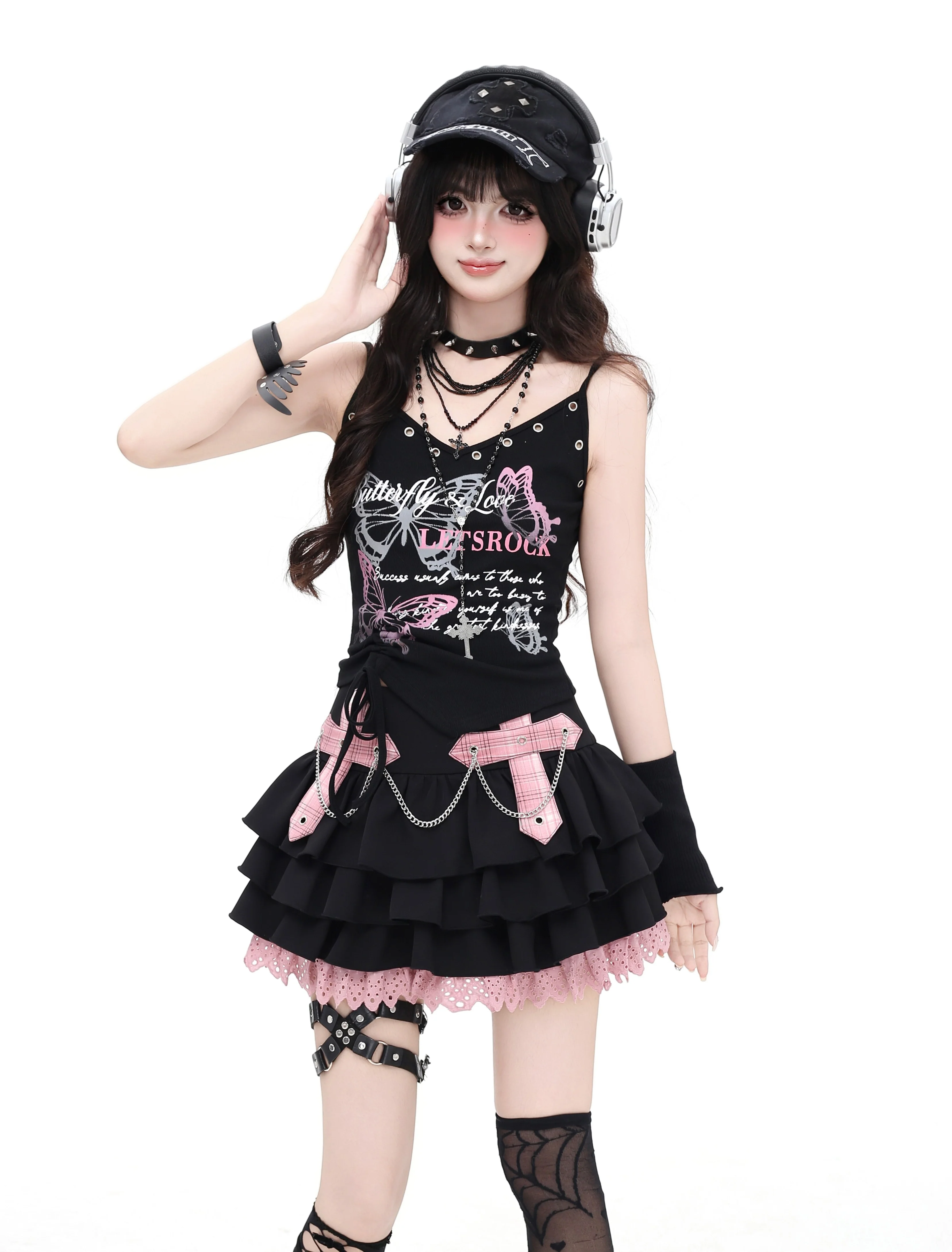 Crazy Girl Finale Cross Black Pink Red Tutu Skirt - Image 5