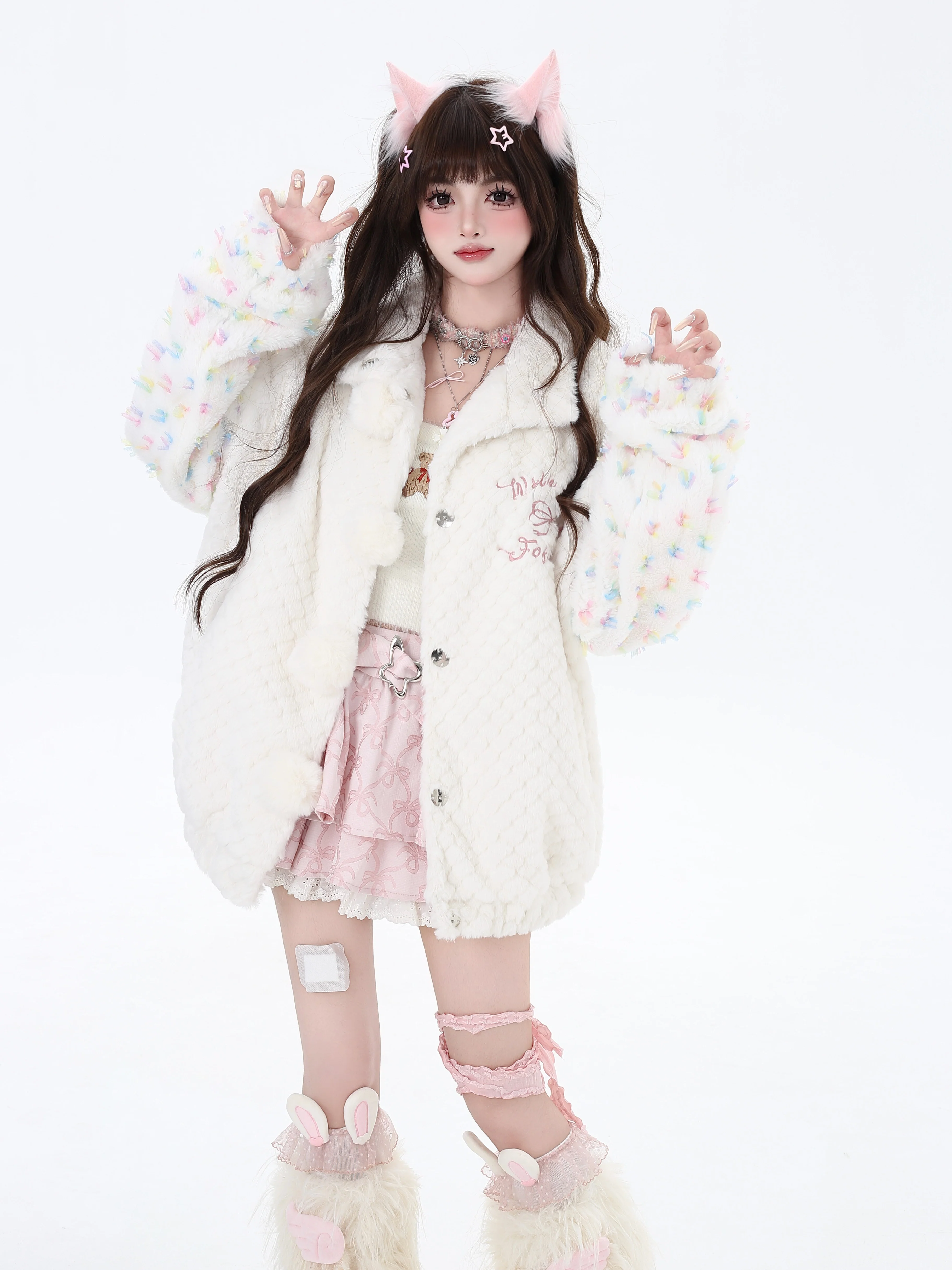 Crazy Girl Full Sugar Girl White Plush Jacket - Image 2