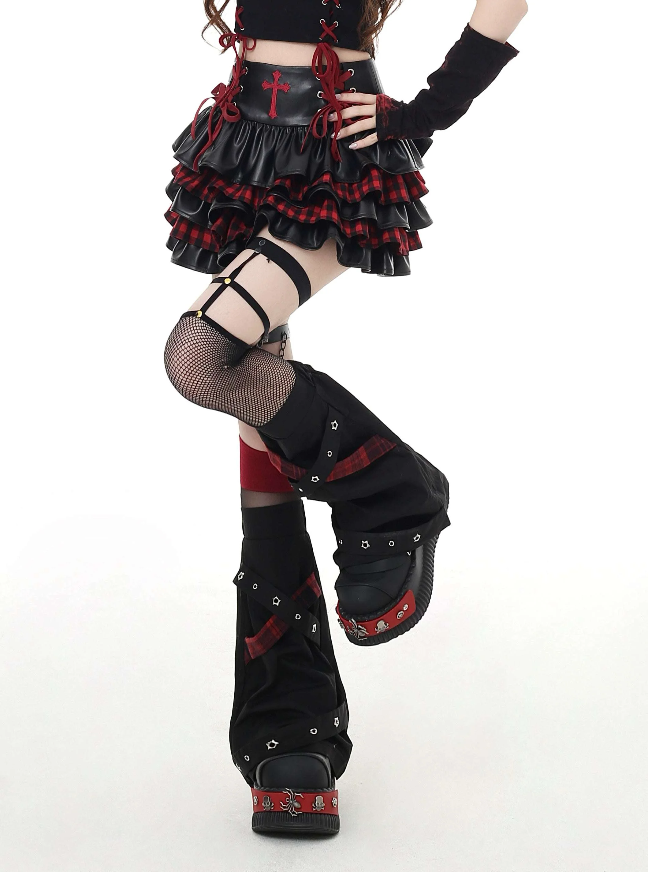 Crazy Girl Hot DNA Red Black White Ruffle Skirt - Image 4
