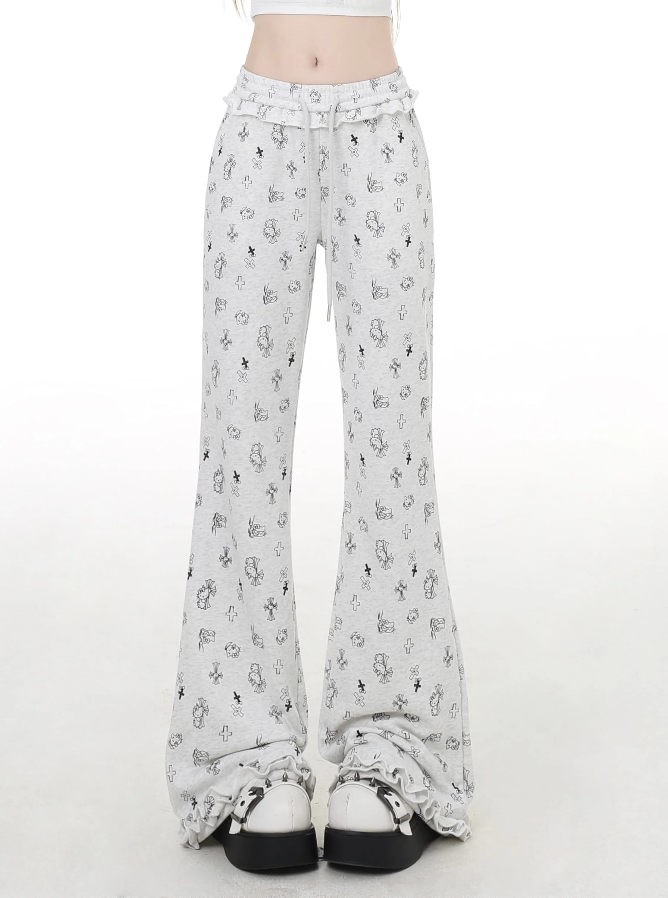 Crazy Girl Kitty Cross Gray Sweatpants - Image 5