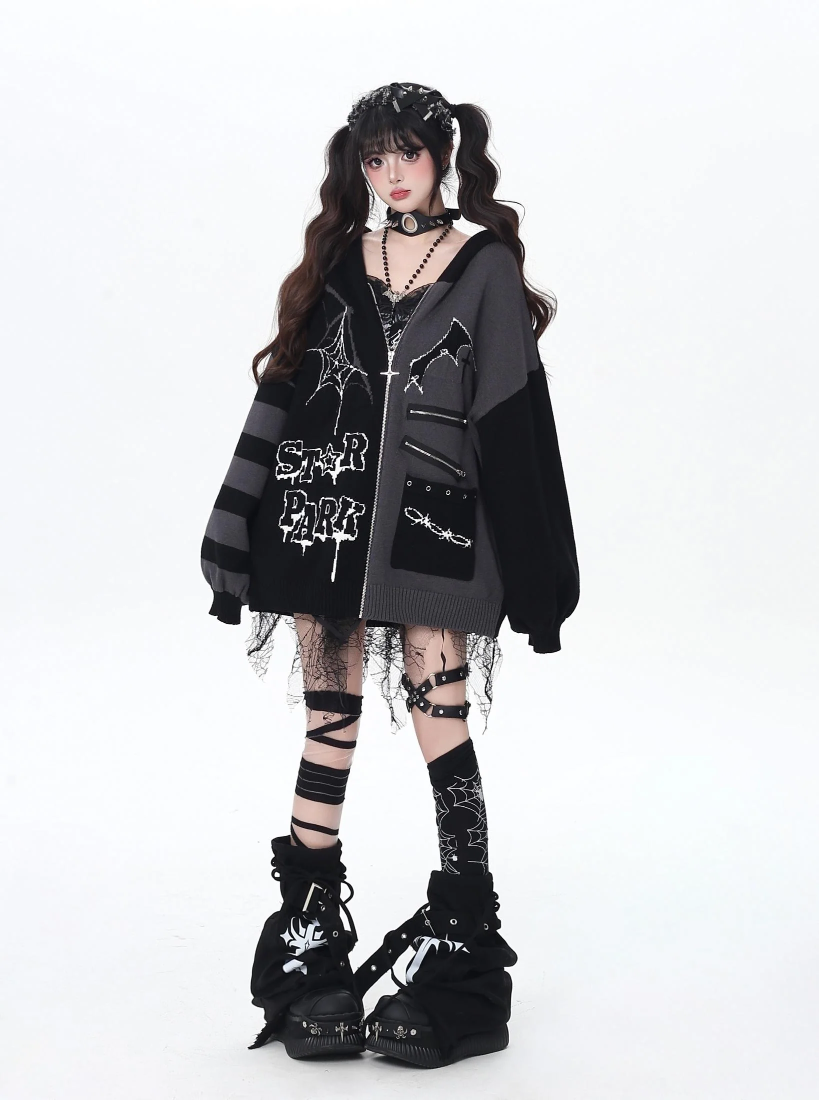 Crazy Girl Night Creature Bat Wings Purple Red Black Jacket - Image 6