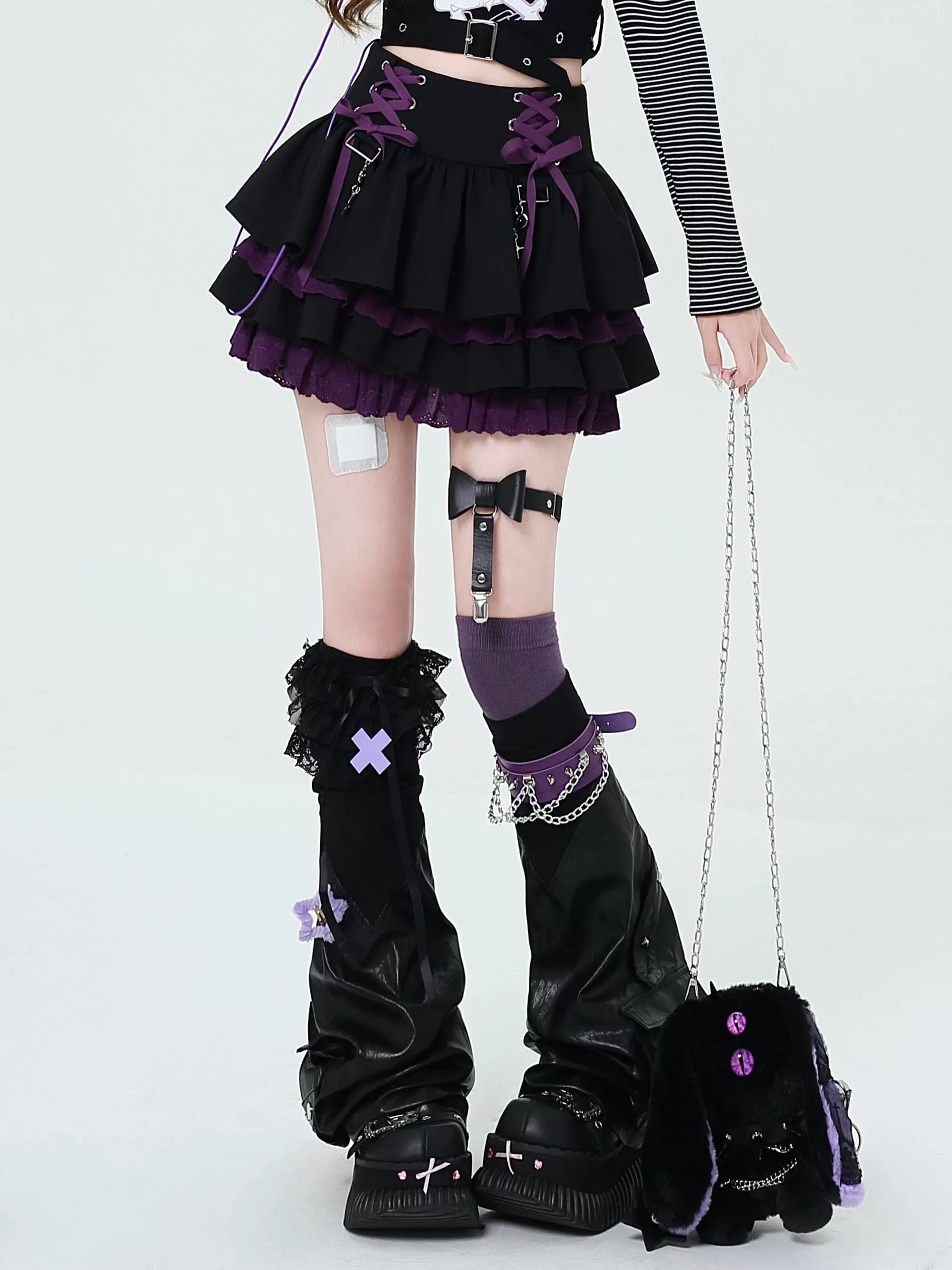 Crazy Girl Rebel Phase Pink Red Purple Black Ruffle Skirt - Image 3