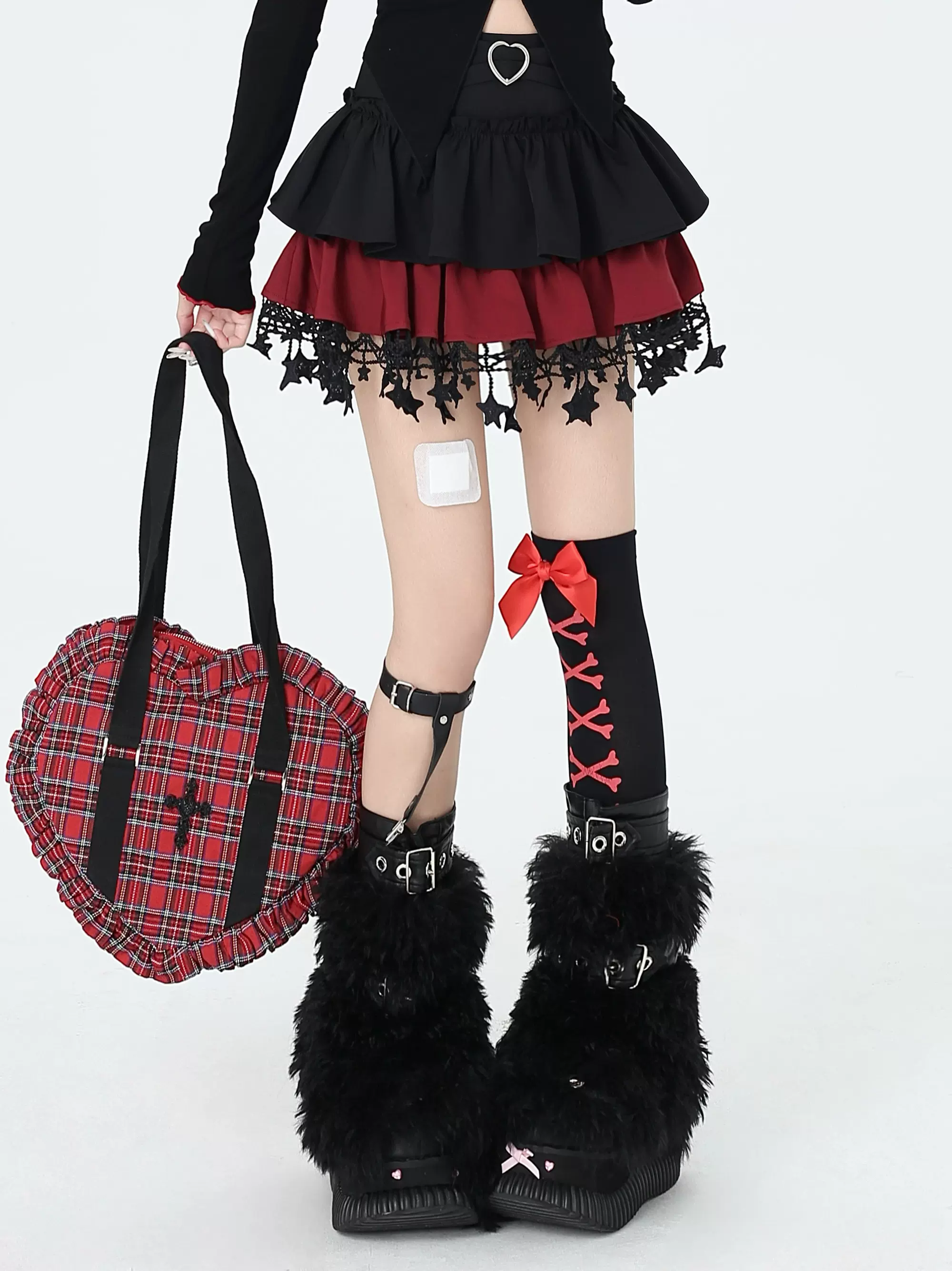 Crazy Girl Sea Of Stars Pink Red Purple Black Ruffle Skirt - Image 2