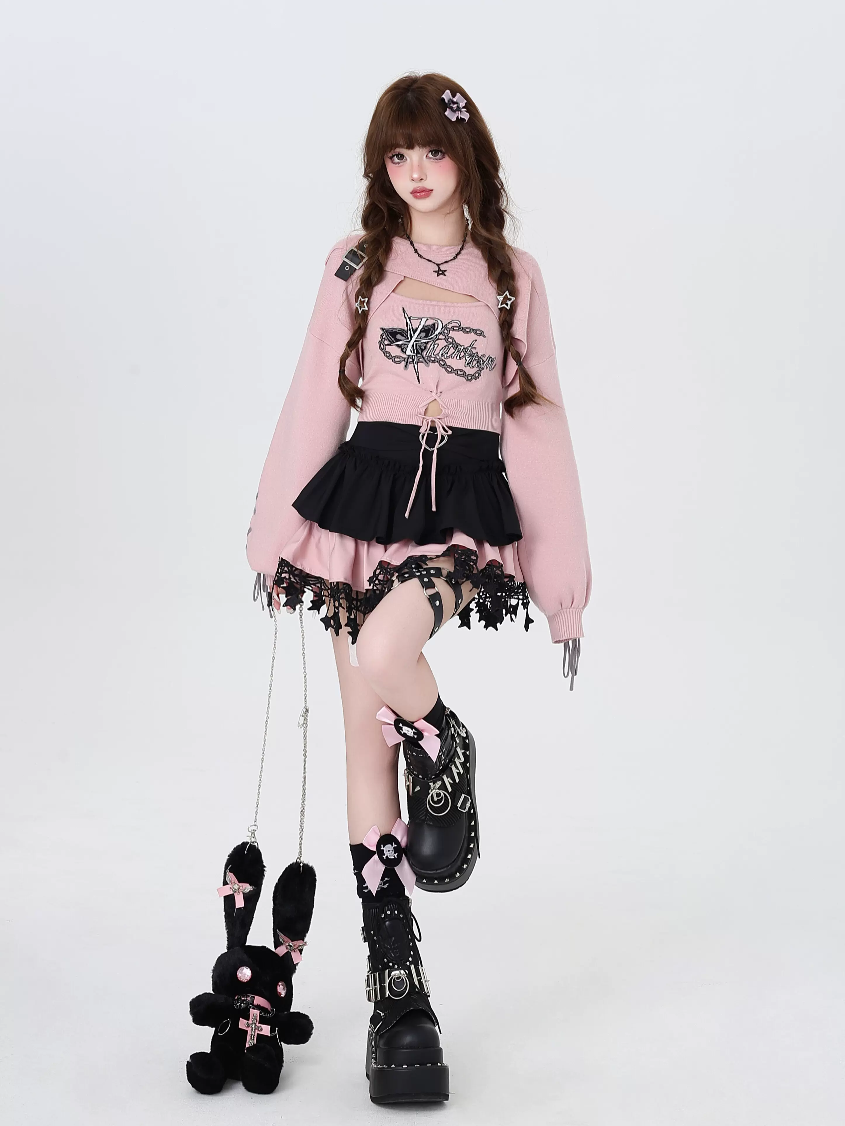 Crazy Girl Sea Of Stars Pink Red Purple Black Ruffle Skirt - Image 7
