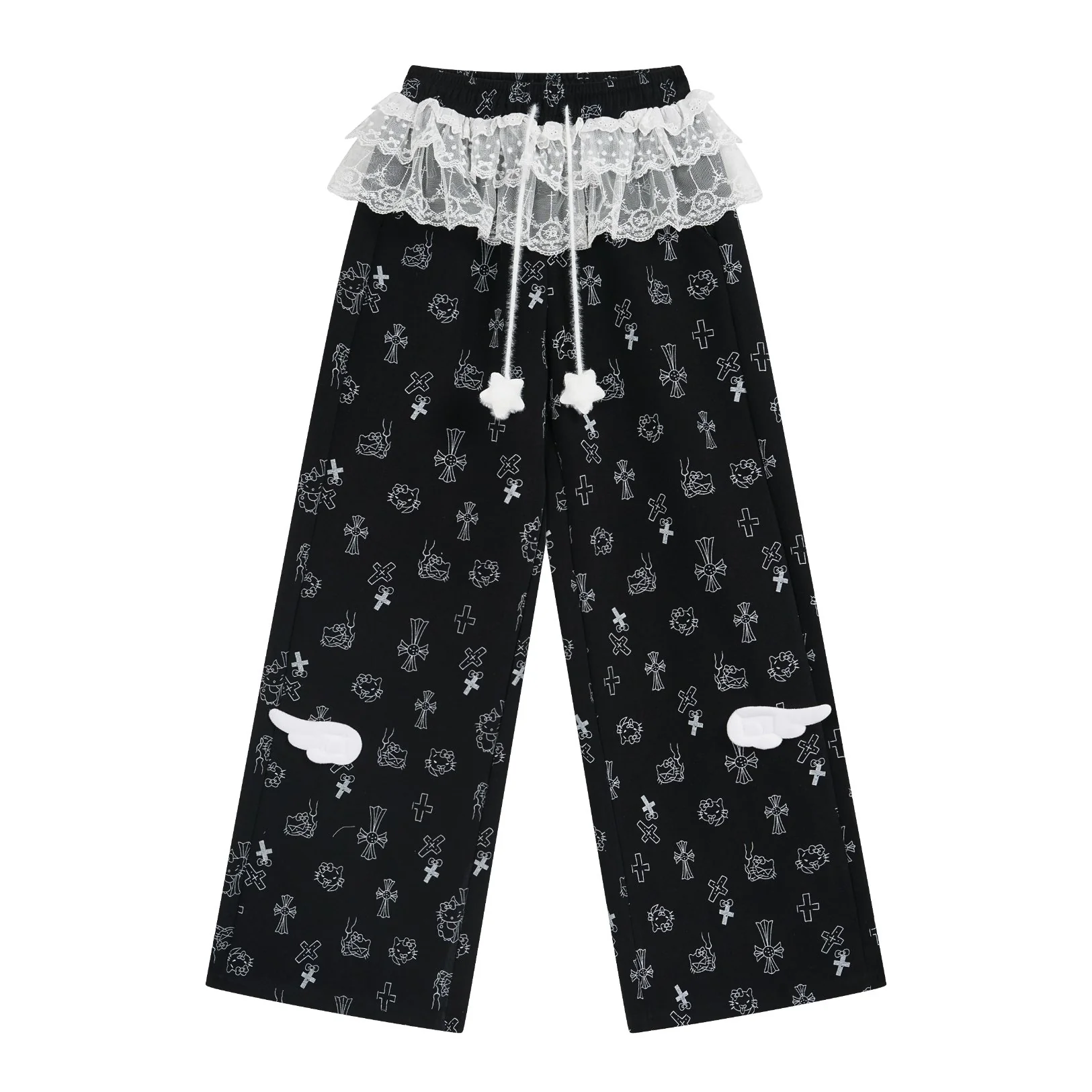 Crazy Girl Star Kitty Pink Black Gray Elastic Pants - Image 6