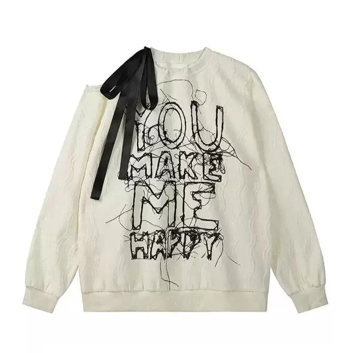 Crazy Girl You Make Me Happy Black White Sweatshirt - Image 5