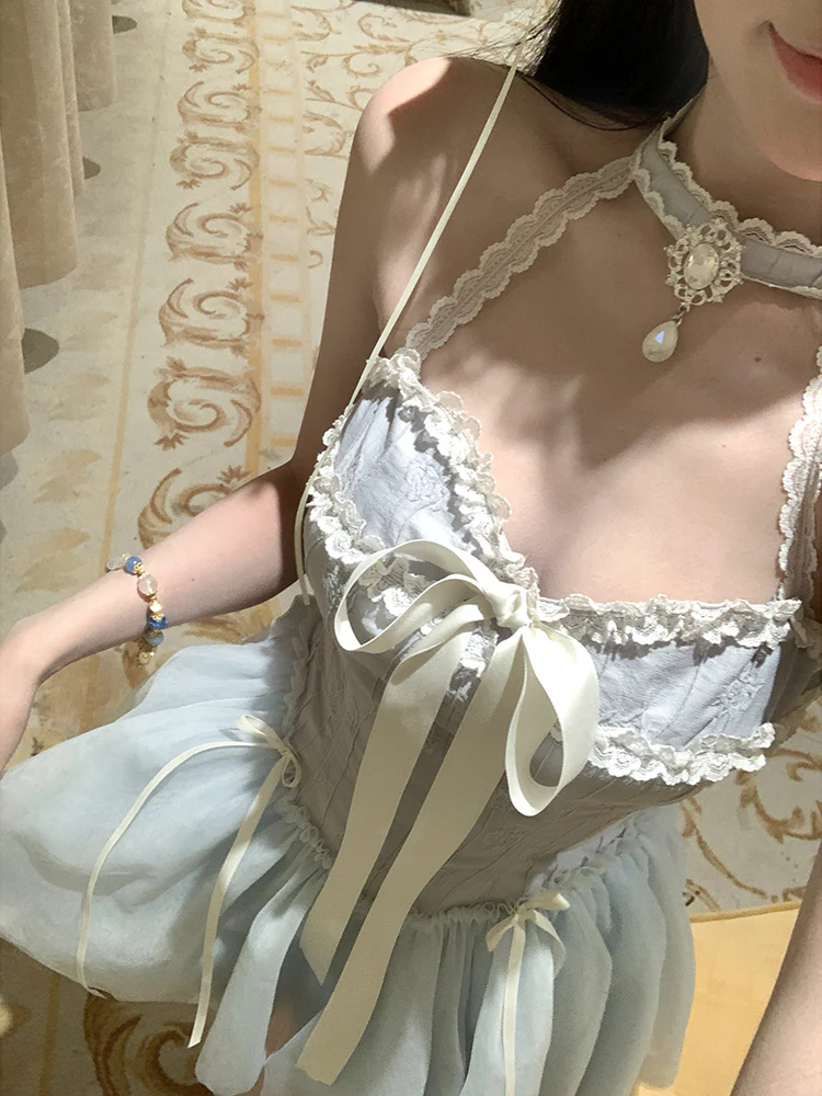 Creamy Cute Ballet Spring Blue & Pink Dress - Image 10