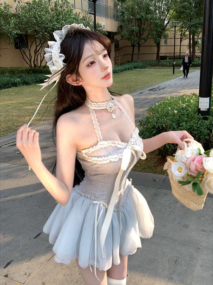 Creamy Cute Ballet Spring Blue & Pink Dress - Image 5