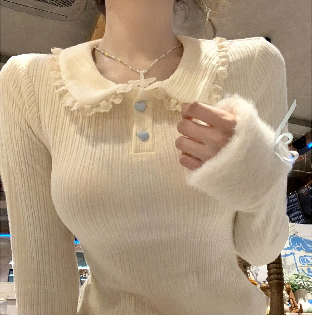 Creamy Cute Cuddly Bunny Pink Blue Sweater Dress Two Piece Set - Image 9